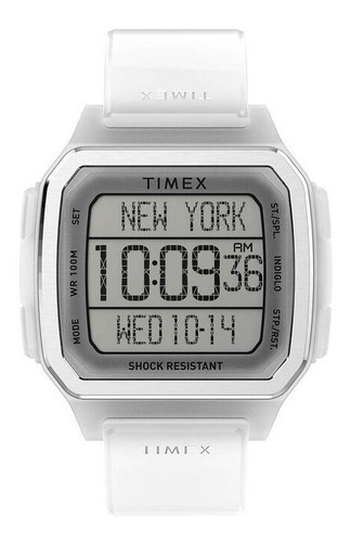 Reloj Timex Moda Modelo: Tw2u56300 Correa Blanco Bisel Blanco Fondo Digital