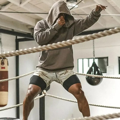 Gh Pantalones Cortos Algodón Dos En Uno Para Hombre