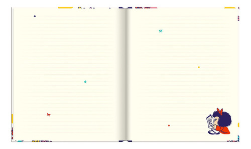 Libreta Lujo Cuaderno Mafalda Super Azul + Lapices Gel(5)