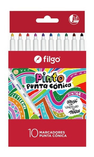 Marcadores Filgo Punta Conica Pinto X 10 Colores 
