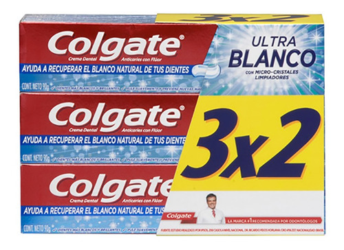 Pack Pasta Dental Colgate Ultra Blanco 3x90grs