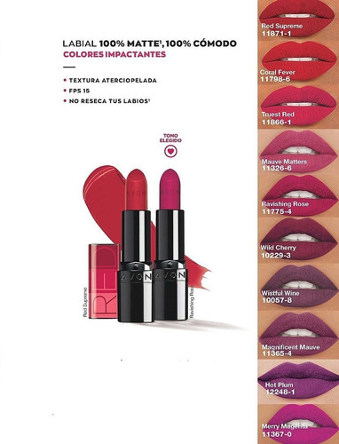 Imagen 2 de 2 de Avon - Labial Ultra Matte - Nuevos Tonos - Mate