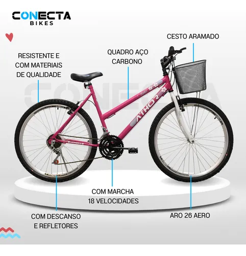 MG Bicicletas - Bicicleta aro 24 feminina , com cesta 