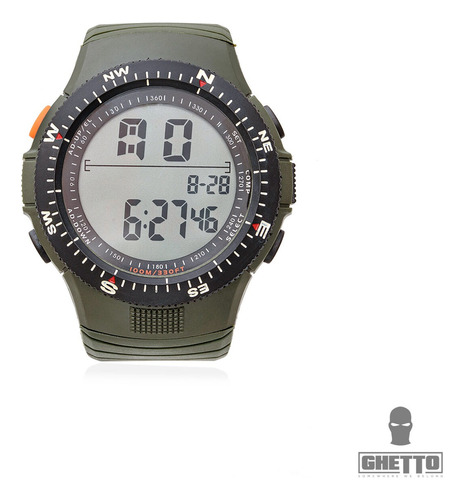 Reloj Tactico Sumergible Alarma Verde Militar Verde Musgo Negro Negro