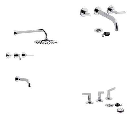 Set Griferia Ducha Bidet Y  Lavatorio De Pared Fv Arrayan