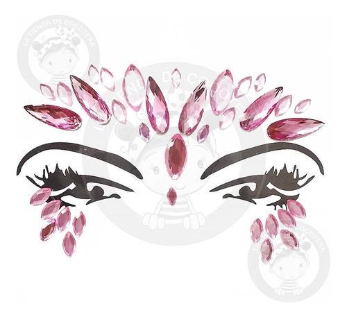 Gemas Piedras Adhesivas Rostro Maquillaje Glitter Halloween Rosa