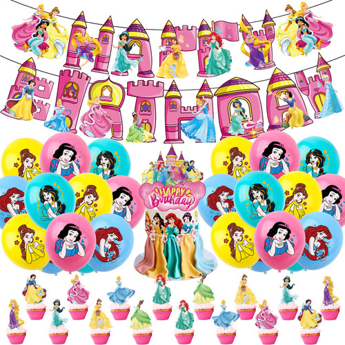 Kit Fiesta Character Globos De Disney Princess Decoración