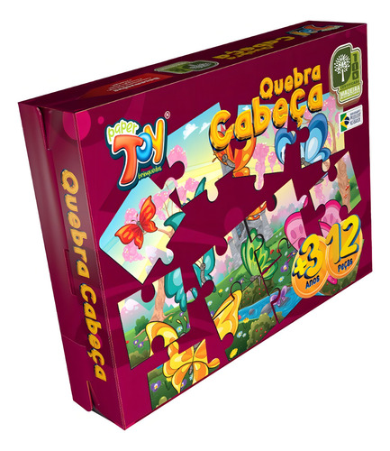 Quebra Cabeça 12 Pçs Paraíso Das Borboletas Paper Toy