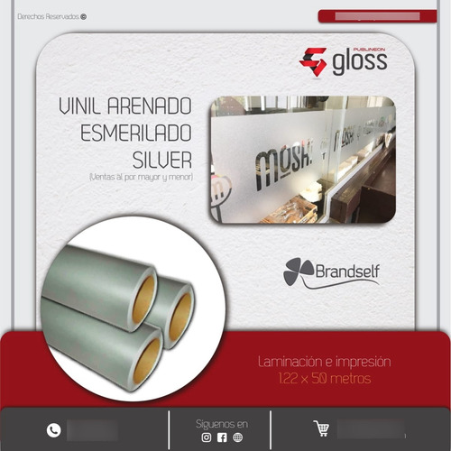 Vinil Arenado Esmerilado Plateado 1.22mx50m