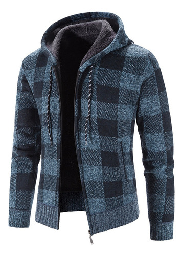 Chaqueta De Punto A Cuadros Para Hombre Con Capucha Suéter