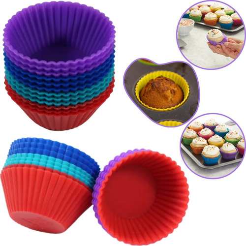 12 Forminhas Mini Cupcake Silicone Redonda Ø 5 Cm Gelatinas