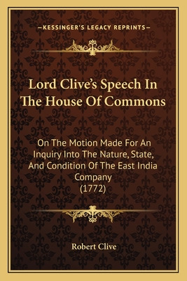 Libro Lord Clive's Speech In The House Of Commons: On The...