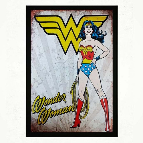 Cuadro Wonder Woman Comic Marco Con Vidrio 35x50