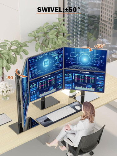 Soporte Para Monitor Dualpantalla Vertical Apilable, Elevado