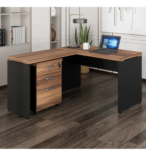 Mesa De Escritório Em L 150cmx150cm + Gaveteiro Wt