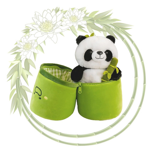 Panda - Animales De Peluche Grandes Con Juguetes De Bambú, I