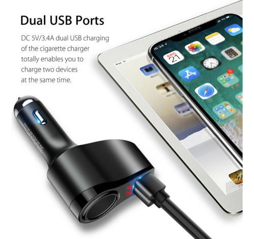 Divisor De Doble Puerto Usb Para Coche, Enchufe De 12 V-24 V