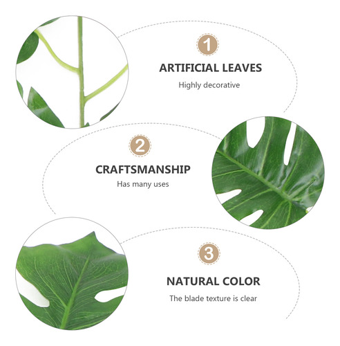 10 Unidades De Hojas Artificiales De Monstera Con 5 Ramas, S
