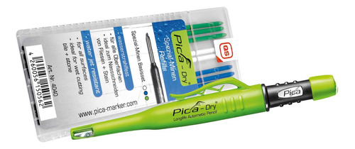 Bolígrafo Automático Pica Dry + Recambios Verde Blanco Azul 