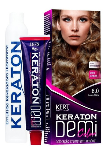 Kit 2 Coloração Keraton Demi Color Louro Claro 8.0