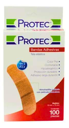 Bandas Adhesivas/curitas Protec C/100 Pz Pack C/10 Cajas