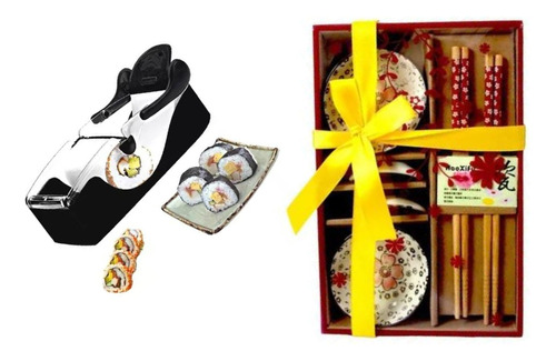 Kit Sushi Sushiman En Casa Maquina + Set Para Servir 2 Pers