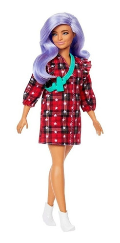 Imagem 1 de 7 de Barbie Fashionistas # 157 Cabelo Lilás E Vestido Xadrez Ms