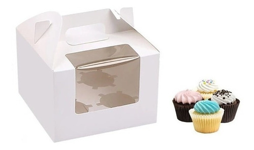Cajas Con Visor Caja Carton Autoarmable Cupcake Mufin 4 Cavi