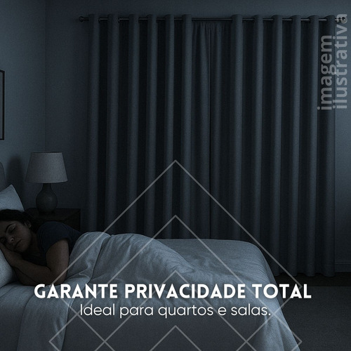 Cortina Blackout Na Cor Avelã 3,00x2,70m Com Ilhós Cromado