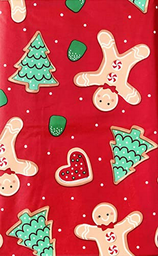 Mantel Navideño Galletas Jengibre Vinilo 60x84, Rojo, Verde,