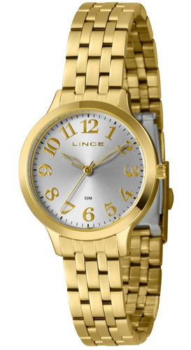 Relógio Lince Feminino Social Dourado Analogico Lrg4741l Cor do fundo Prata