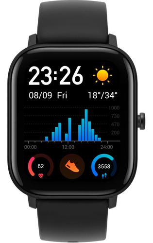  Xiaomi Amazfit Gts Global Gps Smartwatch 5atm Cardio Amoled Color De La Caja Negro Color De La Malla Obsidian Black
