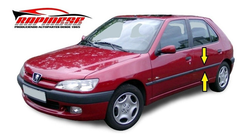 Peugeot 306 1995/99 Bagueta Puerta Trasera Izquierda Negras