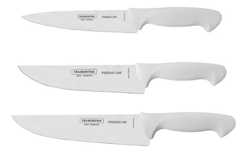 Set X3 Cuchillas Acero Premium Tramontina 6'' 7'' 8'' Cocina