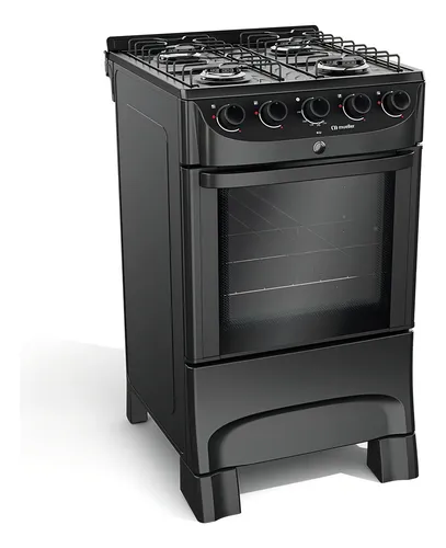 Fogão Mueller Preto Fosco 4 Bocas Mesa Esmaltada Mfi4bc