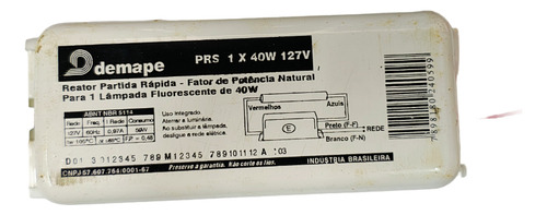 Reator Partida Rapida 1 X 40w X 127v Demape