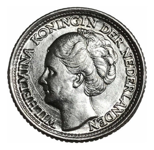 Moneda Holandesa De Plata Sin Circular 25 Centavos Año 1944