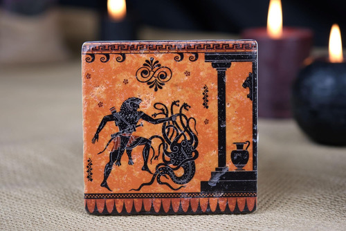 Posavasos De Piedra Con Temática De La Antigua Grecia, Juego