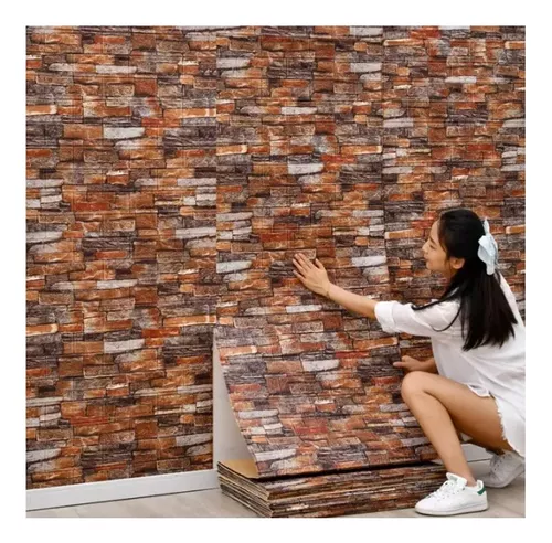 Pared Revestimiento Decowall Con Relieve Autoadhesiva Madera - $ 4.900