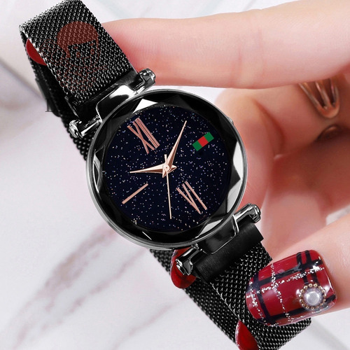 Relogio Feminino Pulseira Magnetica Céu Estrelado