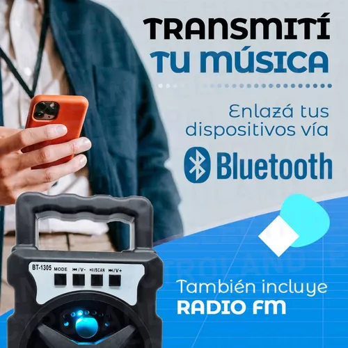 Parlante Bluetooth Portátil Led Inalámbrico Usb Radio Fm