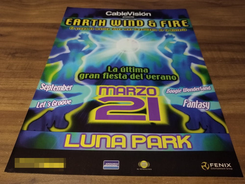 (pd808) Publicidad Earth Wind & Fire Luna Park * 2000