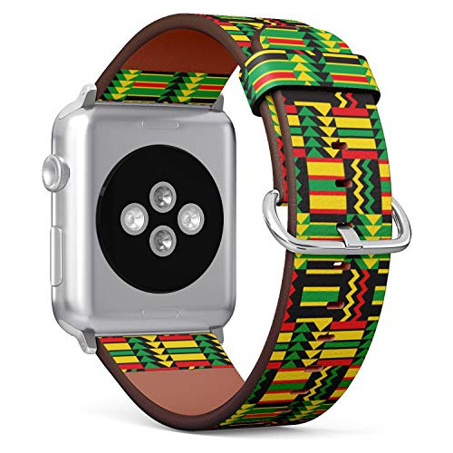 ( African Zig Zag Pattern )patterned Leather Wristband Strap
