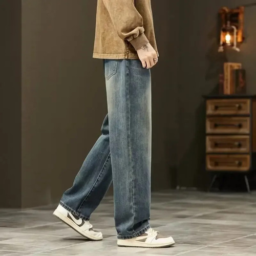 Vaqueros Holgados De Pierna Recta Para Hombre De Estilo Vint