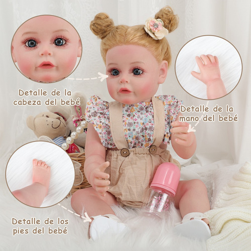 55cm Muñeca Reborn Muñeca De Silicona Y Algodón Muñeca Bebé