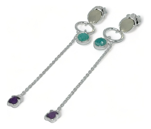 Reine Aretes Largos Cool Color Plata 925