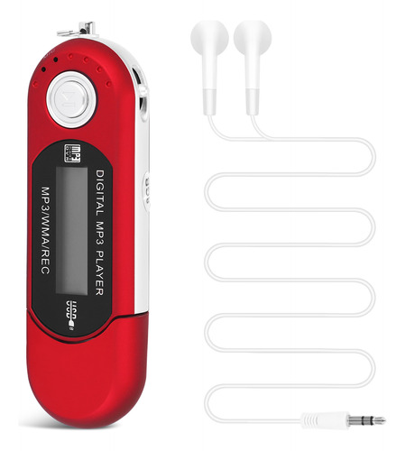 Unidad Flash Usb De 8 G, Reproductor De Mp3, Fm Walkman, Roj