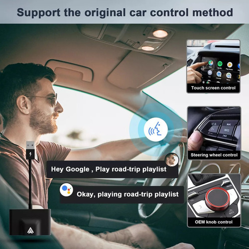 Adaptador De Carro Sem Fio Android Auto Carplay, Black