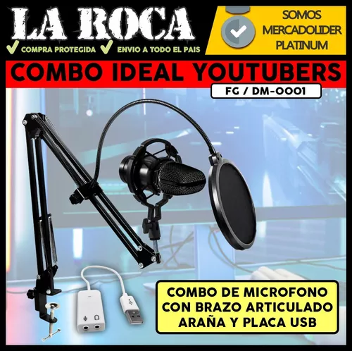 Microfono Condenser Bm800 Usb Kit Brazo Filtro Araña Antipop