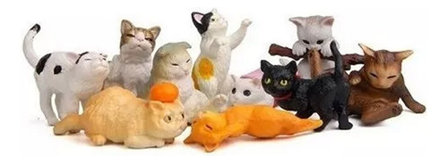 Figuras Gatos Tiernos Set 10un Para Adornar Oficina Jardín 